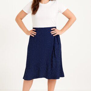 Lucky Brand Asymmetrical Navy-Blue Wrap Skirt Size M